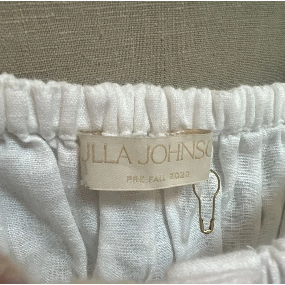ULLA JOHNSON Harley Crochet-Trimmed Linen Top Size 4 Ivory White